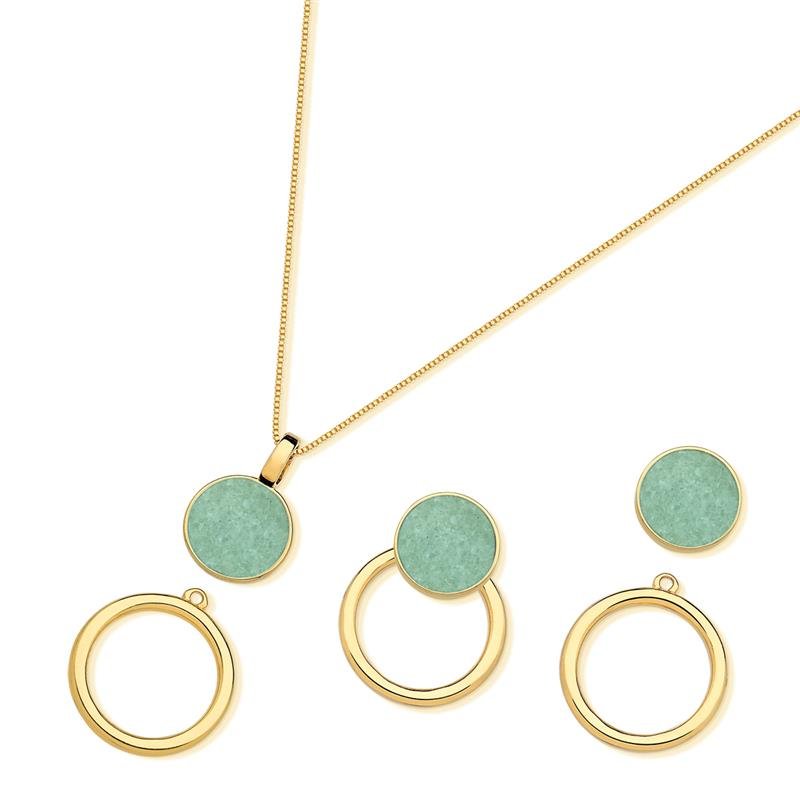 CONJUNTO FOLHEADO A OURO