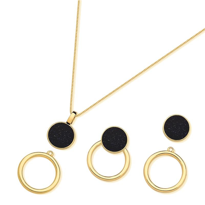 CONJUNTO FOLHEADO A OURO
