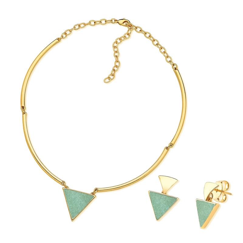 CONJUNTO FOLHEADO A OURO