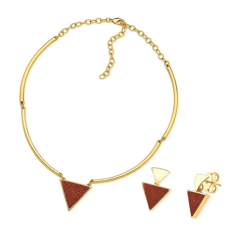 CONJUNTO FOLHEADO A OURO