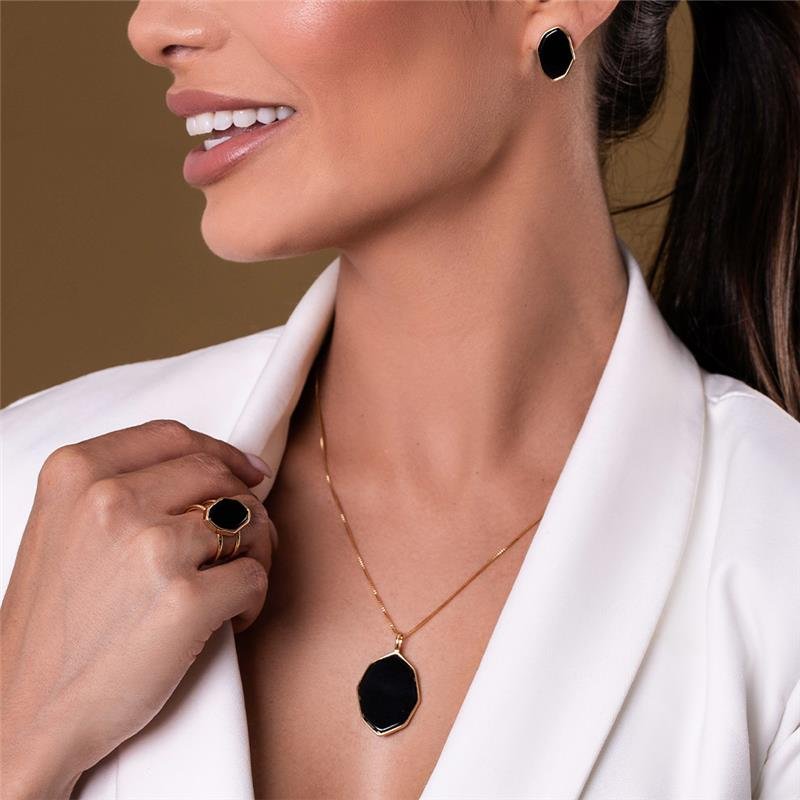 CONJUNTO FOLHEADO A OURO