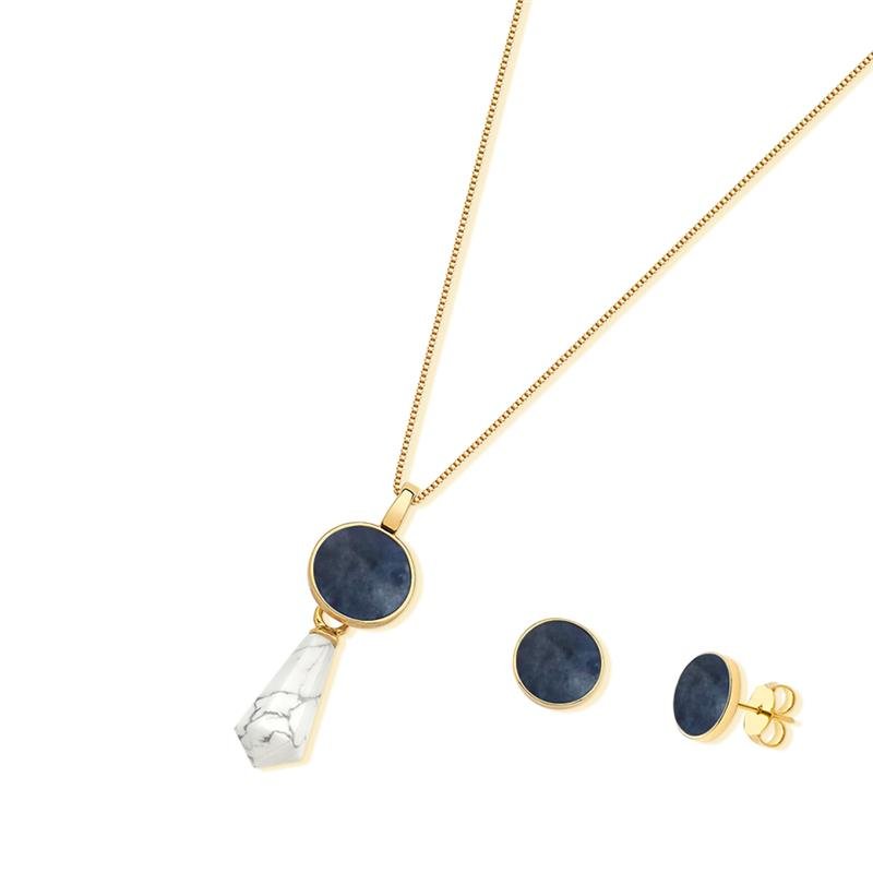 CONJUNTO FOLHEADO A OURO