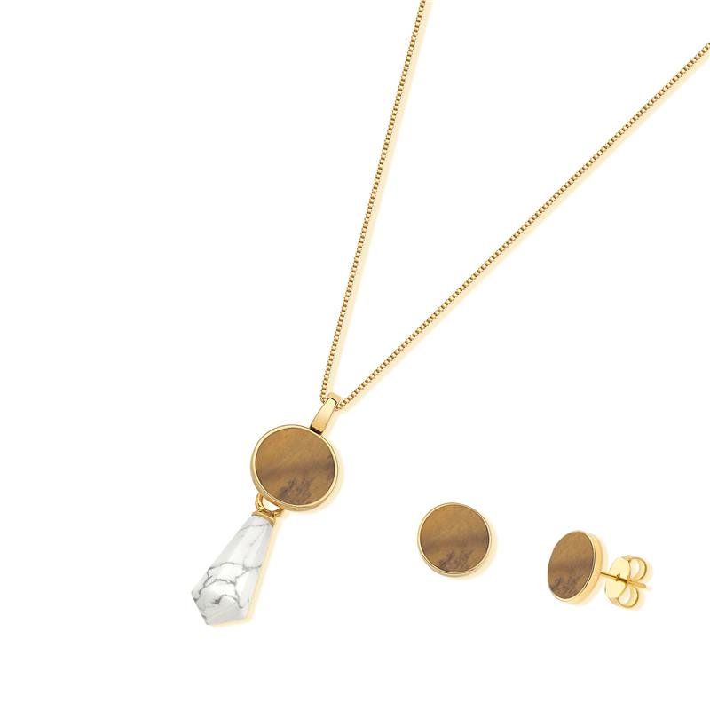 CONJUNTO FOLHEADO A OURO