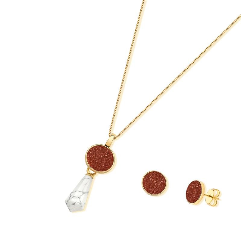 CONJUNTO FOLHEADO A OURO