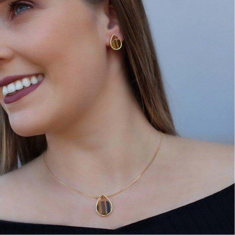 CONJUNTO FOLHEADO A OURO