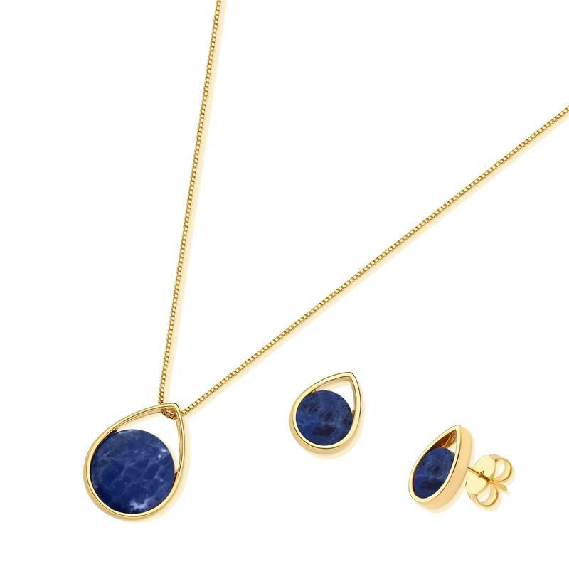 CONJUNTO FOLHEADO A OURO