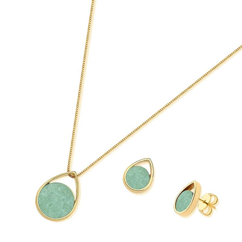 CONJUNTO FOLHEADO A OURO