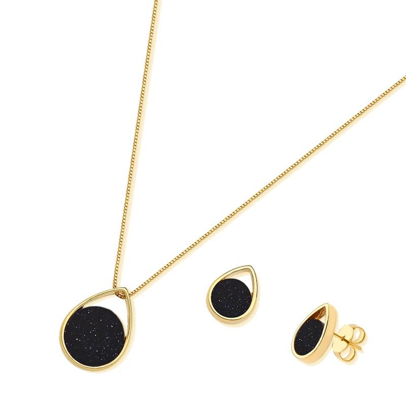 CONJUNTO FOLHEADO A OURO