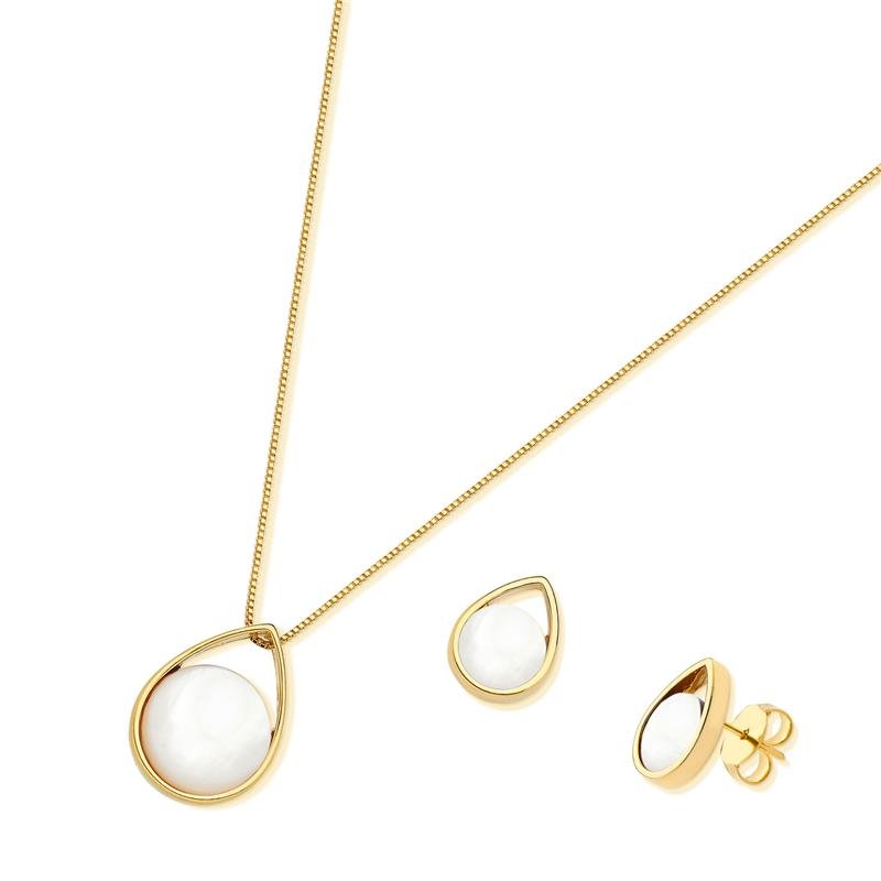 CONJUNTO FOLHEADO A OURO