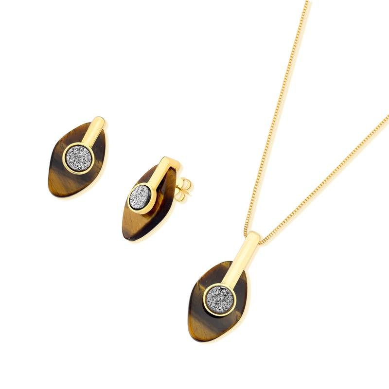 CONJUNTO FOLHEADO A OURO