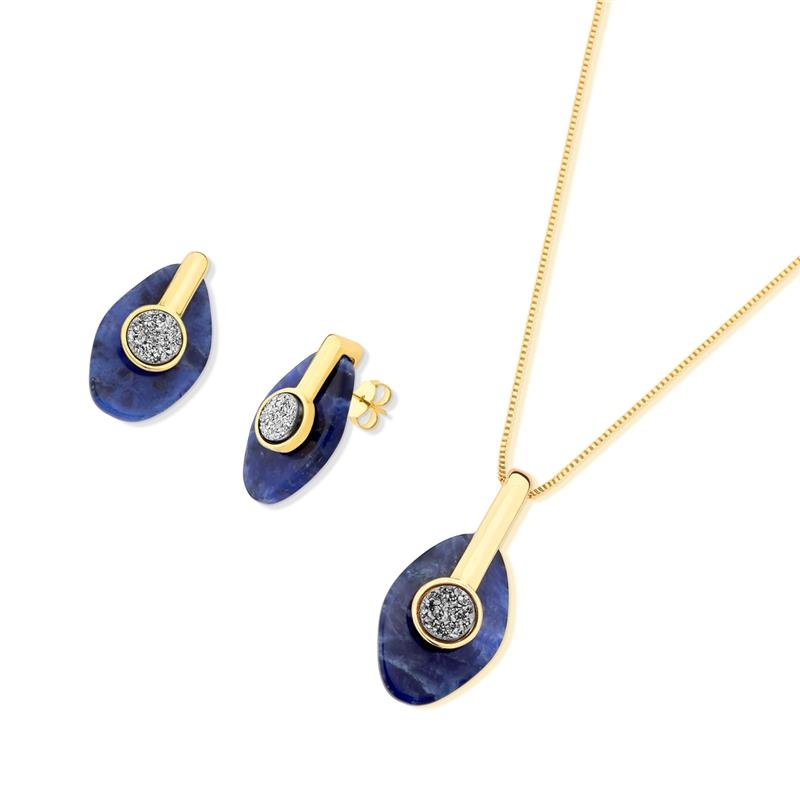 CONJUNTO FOLHEADO A OURO