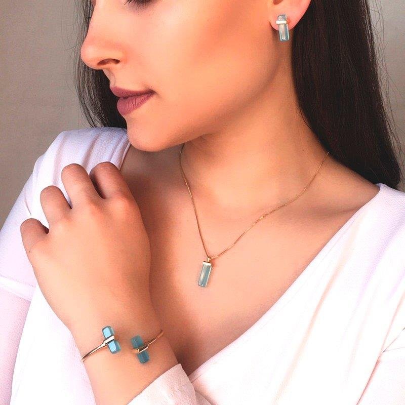 CONJUNTO FOLHEADO A OURO