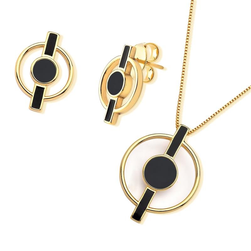 CONJUNTO FOLHEADO A OURO