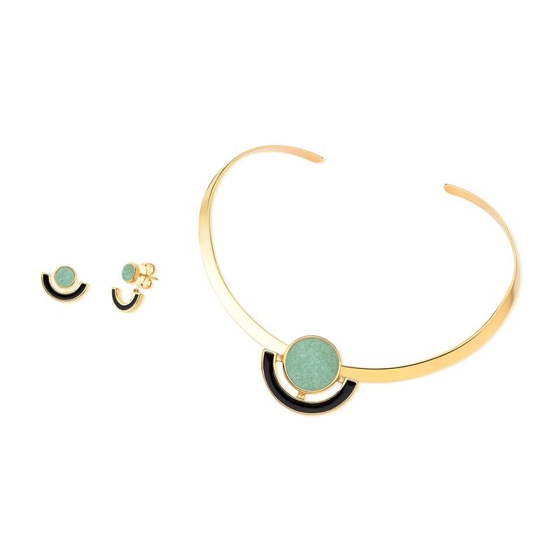 CONJUNTO FOLHEADO A OURO