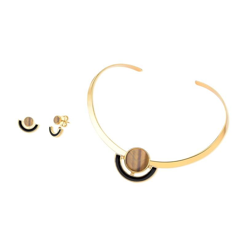 CONJUNTO FOLHEADO A OURO