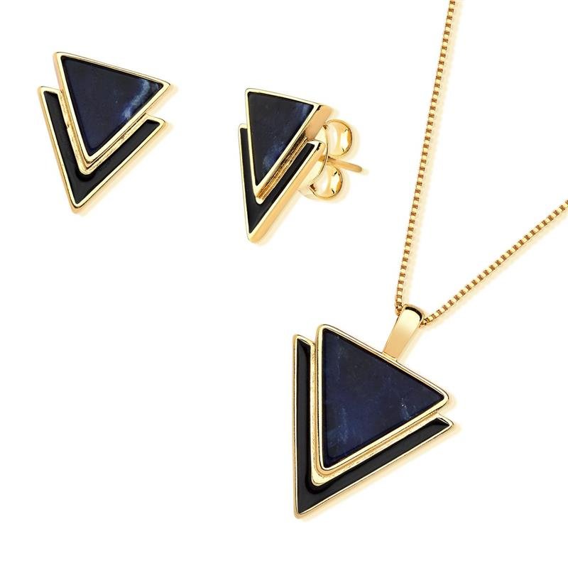 CONJUNTO FOLHEADO A OURO