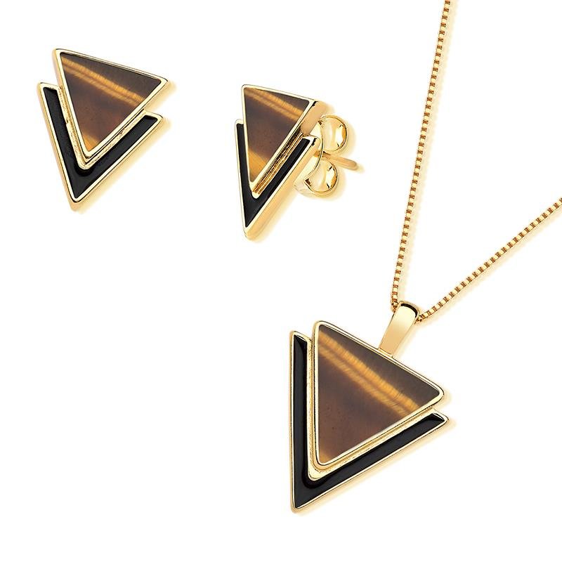 CONJUNTO FOLHEADO A OURO