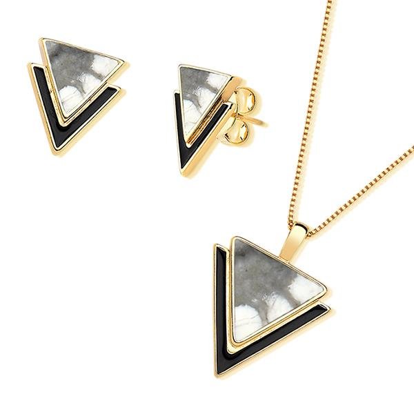 CONJUNTO FOLHEADO A OURO