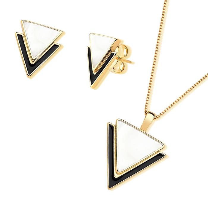 CONJUNTO FOLHEADO A OURO