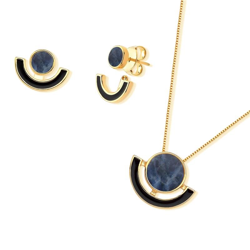 CONJUNTO FOLHEADO A OURO
