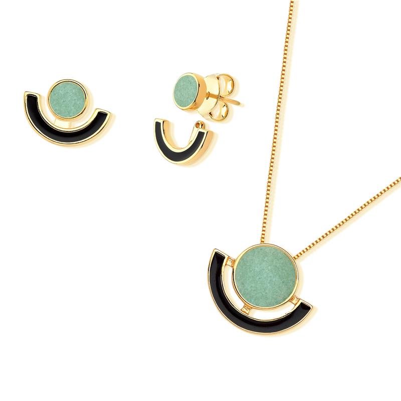 CONJUNTO FOLHEADO A OURO