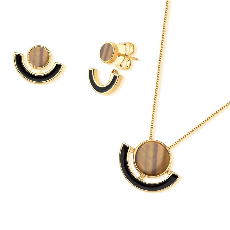 CONJUNTO FOLHEADO A OURO