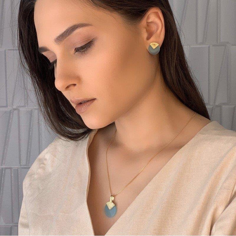 CONJUNTO FOLHEADO A OURO