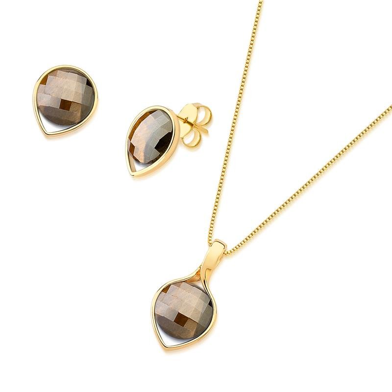 CONJUNTO FOLHEADO A OURO