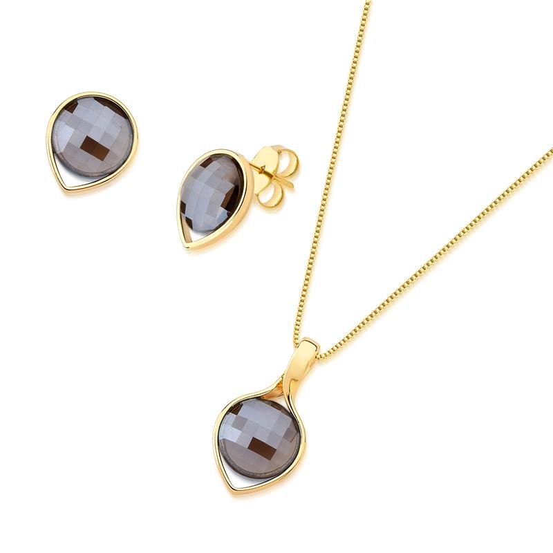 CONJUNTO FOLHEADO A OURO