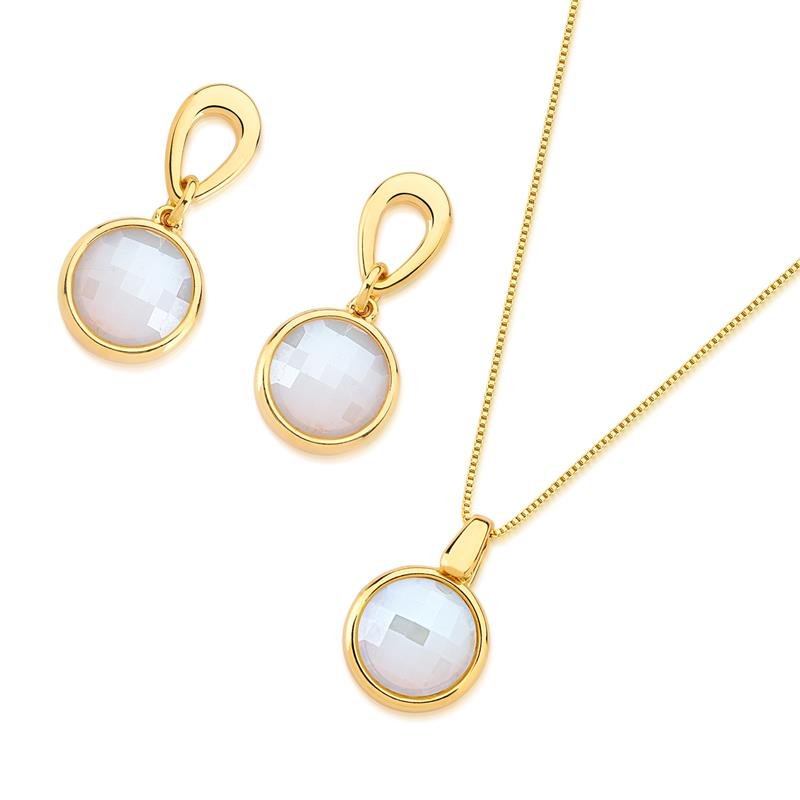 CONJUNTO FOLHEADO A OURO
