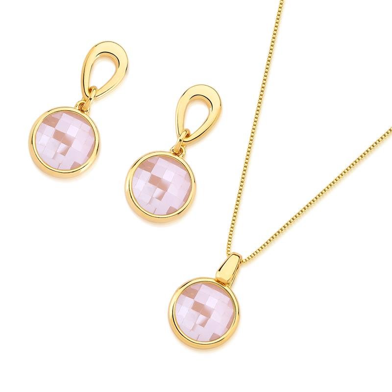 CONJUNTO FOLHEADO A OURO