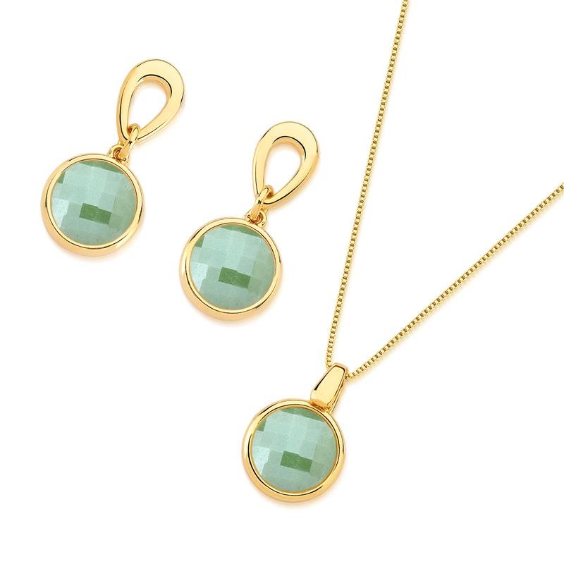 CONJUNTO FOLHEADO A OURO