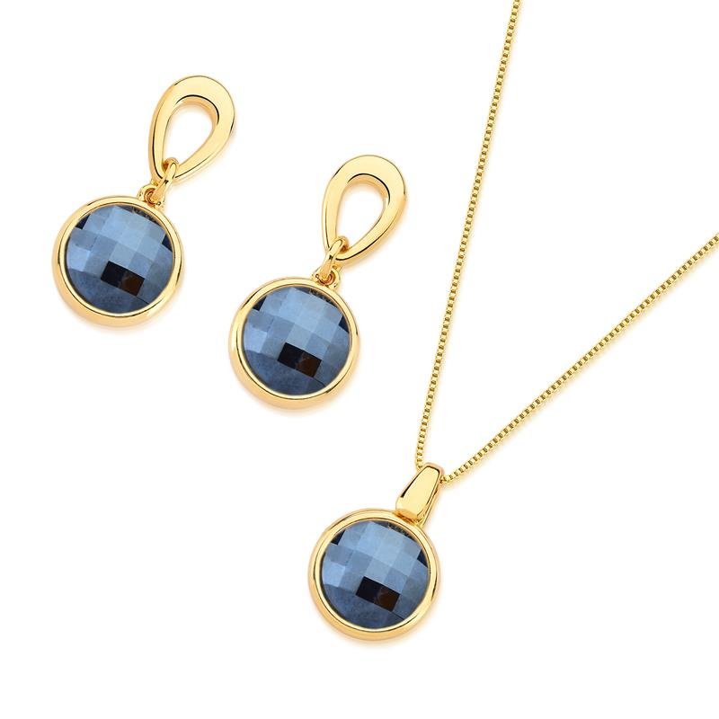 CONJUNTO FOLHEADO A OURO