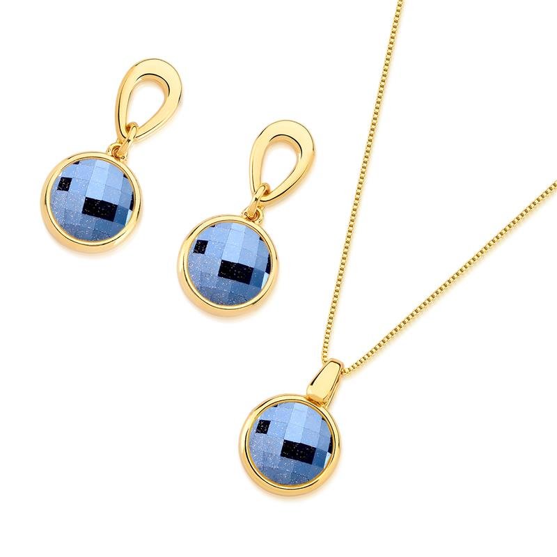 CONJUNTO FOLHEADO A OURO