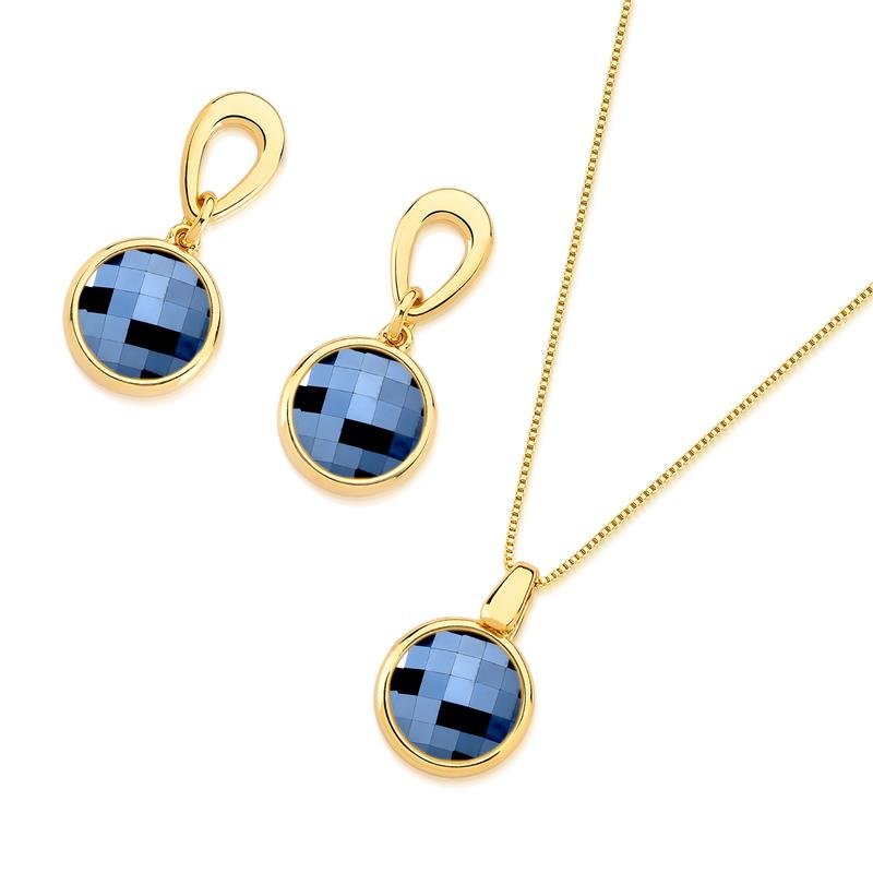 CONJUNTO FOLHEADO A OURO