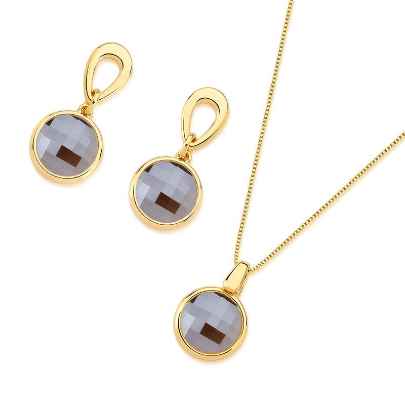 CONJUNTO FOLHEADO A OURO