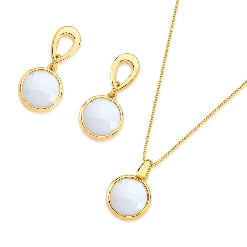 CONJUNTO FOLHEADO A OURO