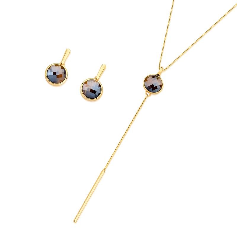 CONJUNTO FOLHEADO A OURO