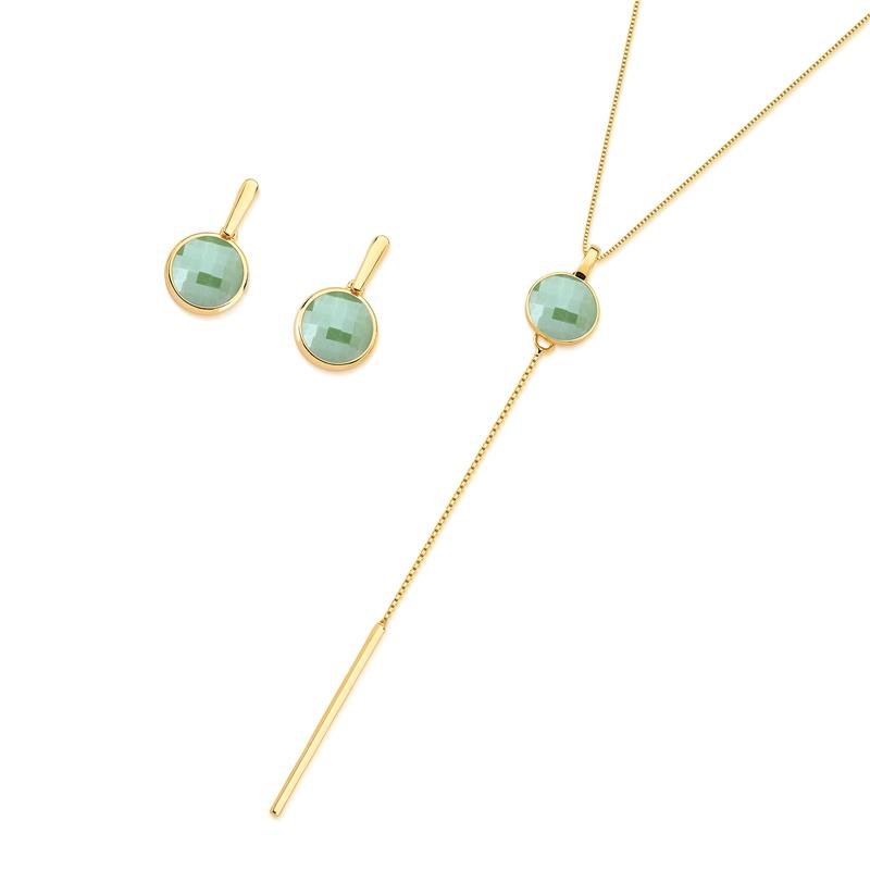 CONJUNTO FOLHEADO A OURO