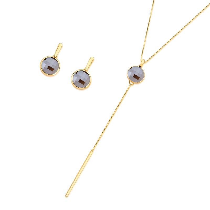CONJUNTO FOLHEADO A OURO