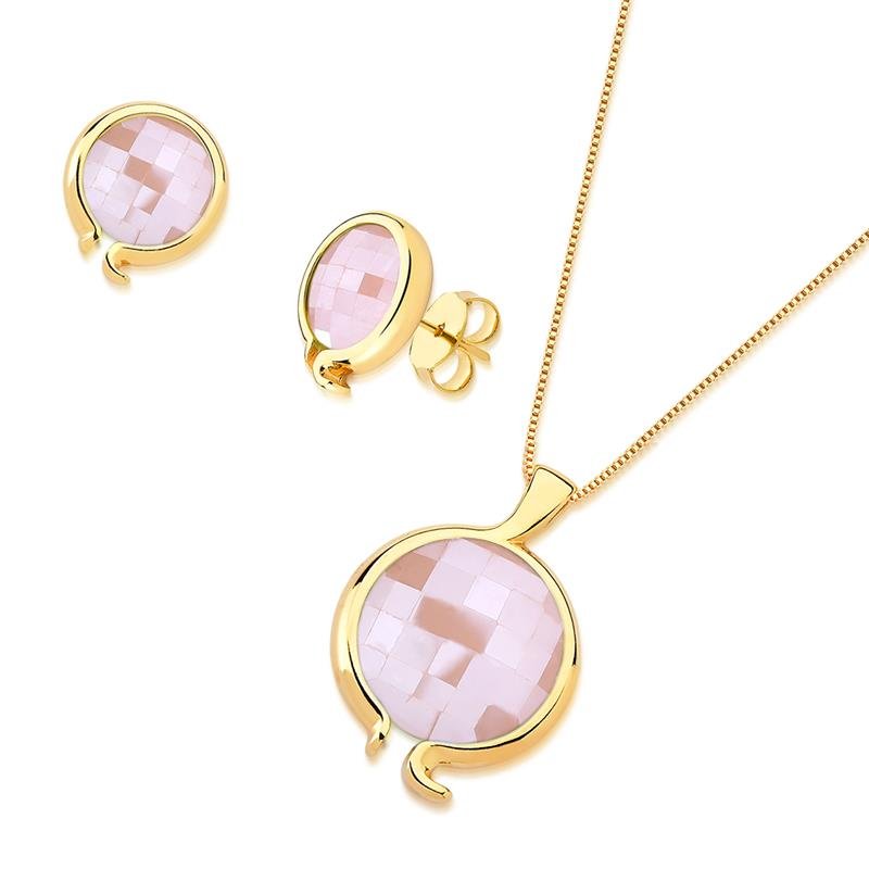 CONJUNTO FOLHEADO A OURO