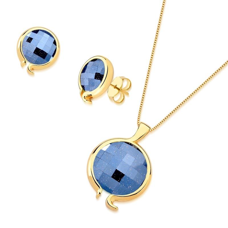 CONJUNTO FOLHEADO A OURO