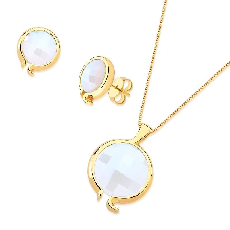 CONJUNTO FOLHEADO A OURO