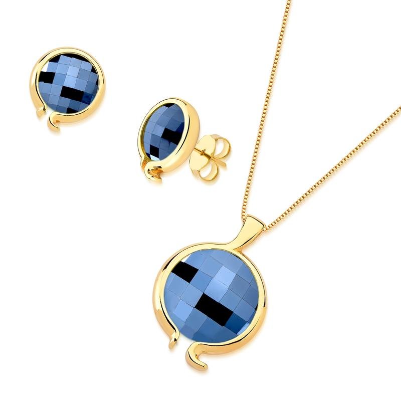CONJUNTO FOLHEADO A OURO
