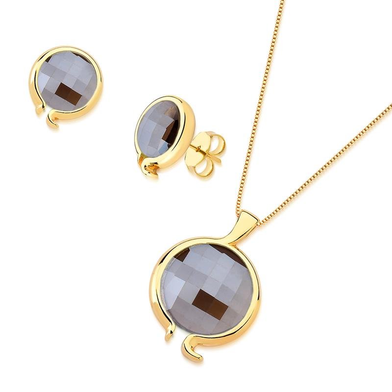 CONJUNTO FOLHEADO A OURO