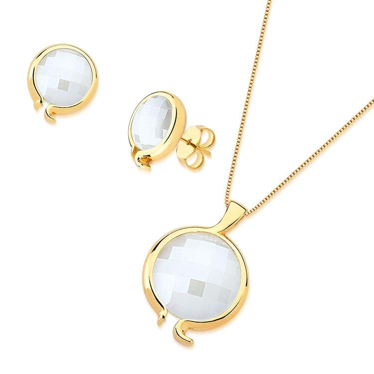 CONJUNTO FOLHEADO A OURO