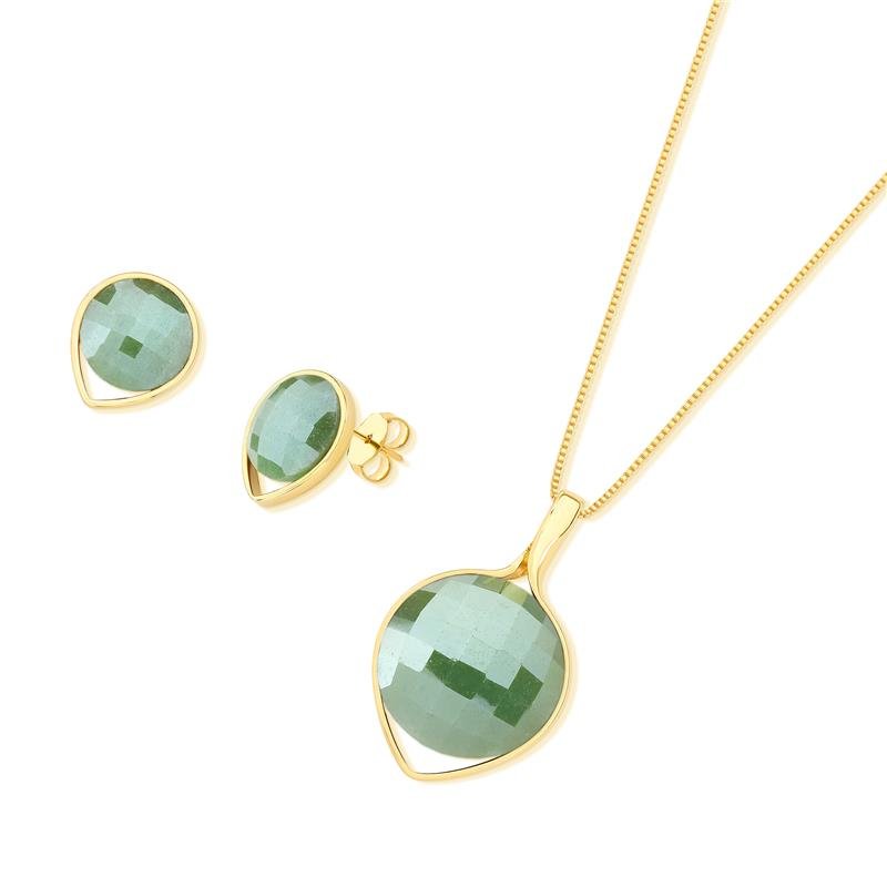 CONJUNTO FOLHEADO A OURO