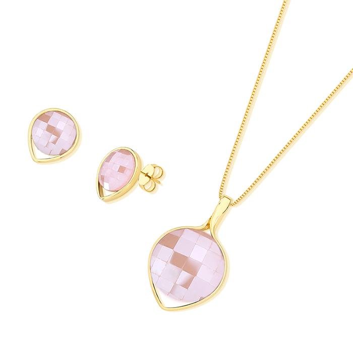 CONJUNTO FOLHEADO A OURO