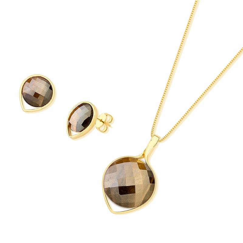 CONJUNTO FOLHEADO A OURO