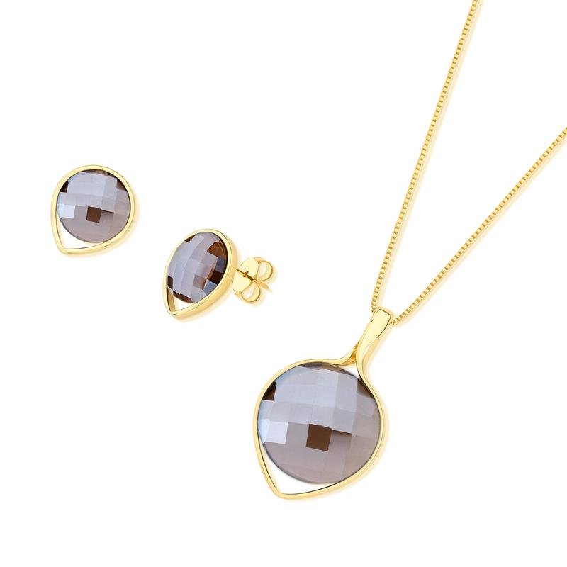 CONJUNTO FOLHEADO A OURO